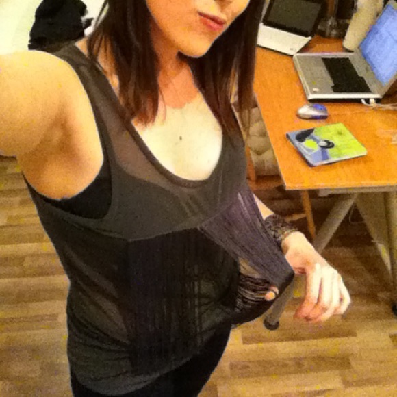 Cheap Monday Grey Sheer Hanna Tank with Fringe Panel Size M - Picture 6 of 6